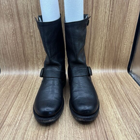 Frye Veronica Short Black Leather Short Moto Biker Boots Size 7.5 B - Picture 2 of 15